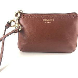 COACH Brown Leather Wristlet